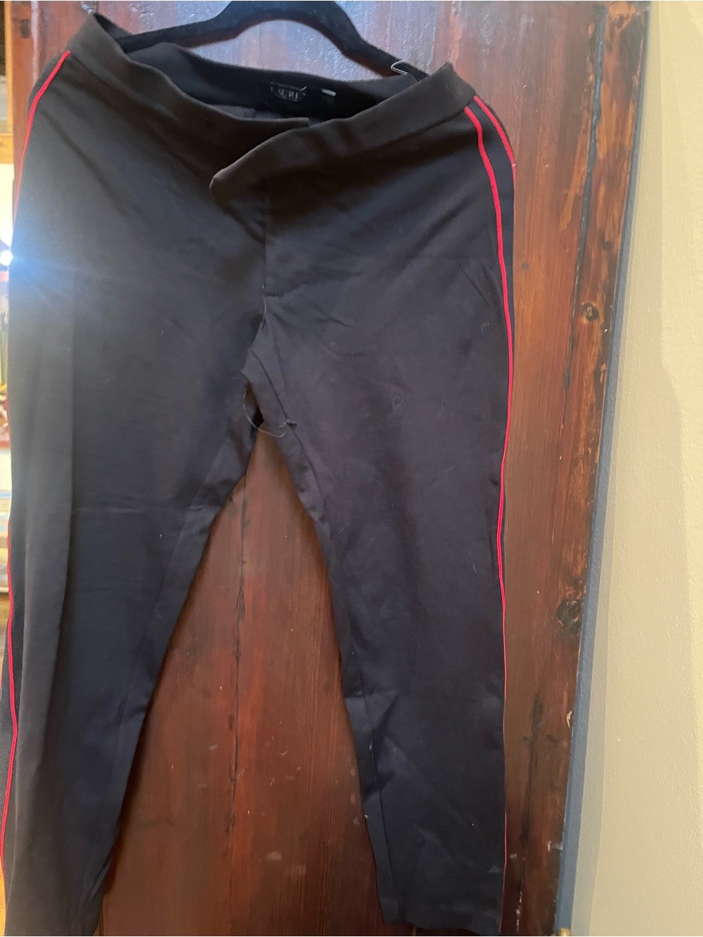 Ralph Lauren Black knit pants with Red Side Stripe